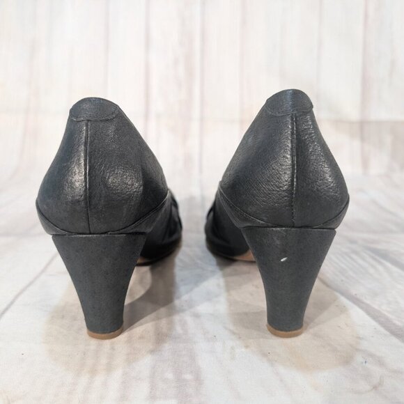 Tracey Neuls TN 29 Women's EUR 40.5 Black Leather Front Knot Cone Pump Heel - Picture 3 of 8